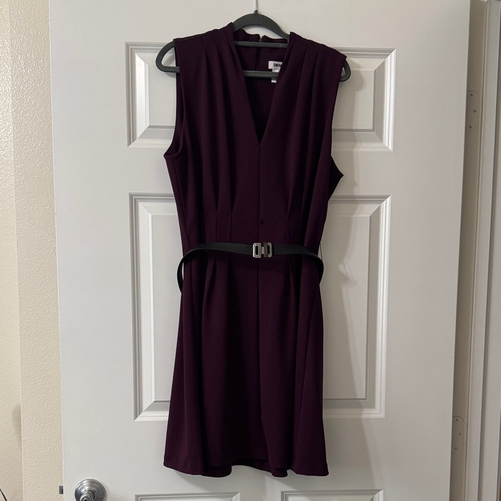 DKNY Elegant Purple Sleeveless Dress